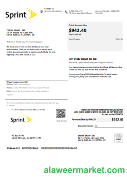 Sprint (T-Mobile) utility business bill,  SCR